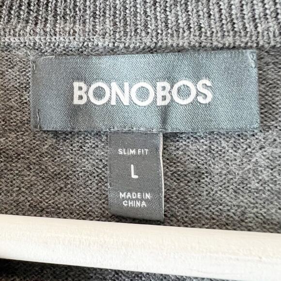 Bonobos Men’s V-Neck Extra Fine Merino Wool Slim Fit Sweater‎ Gray Sz L - Picture 7 of 7